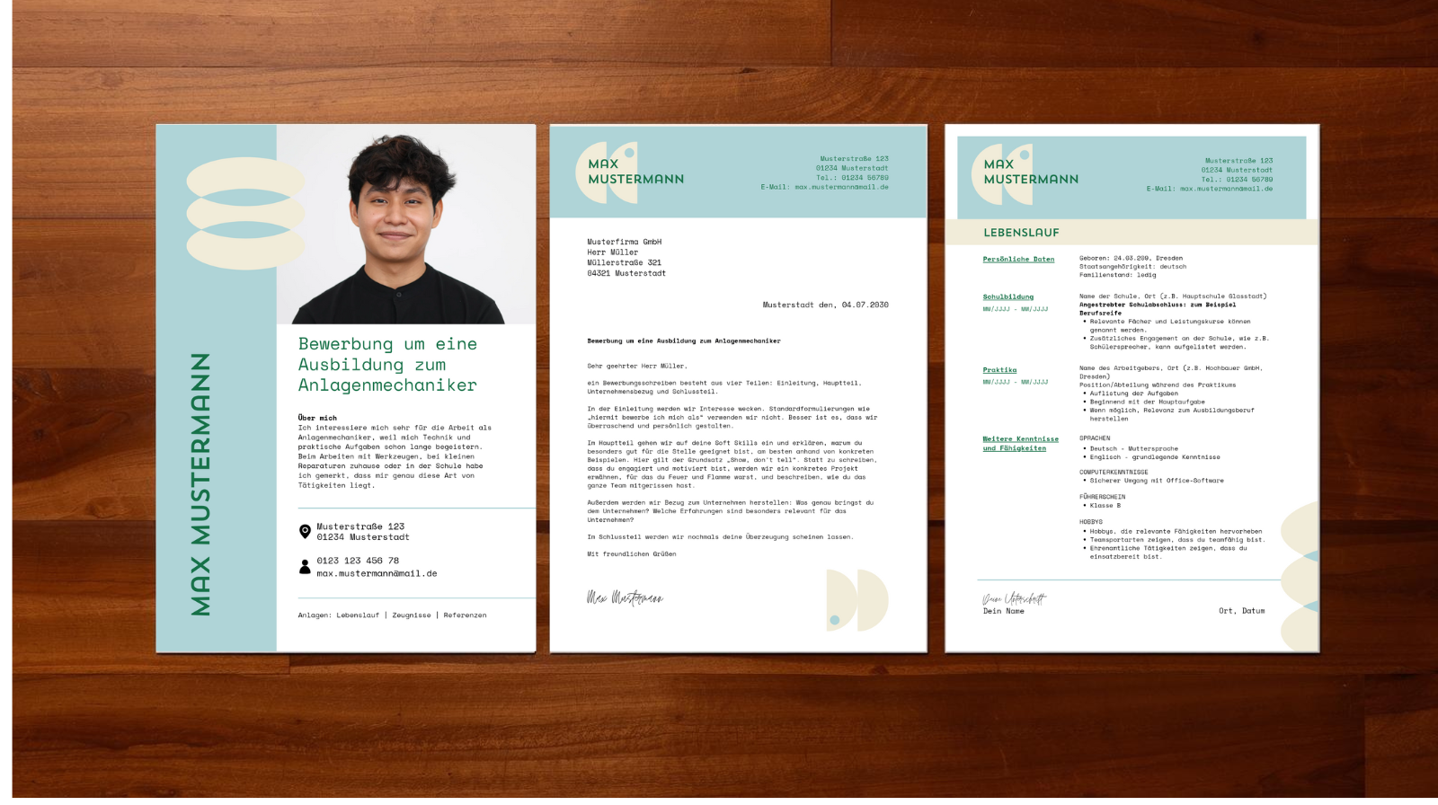 Bewerbungs-set-drei-teilig