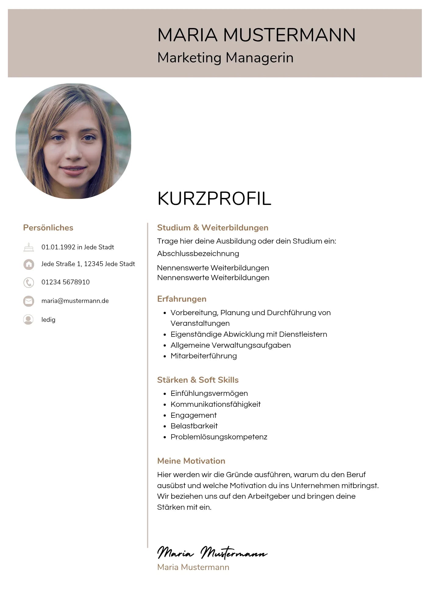 Bewerbungs-Set für Berufserfahrene #1 mit Deckblatt, Kurzprofil, Anschreiben und Lebenslauf - Die Bewerbungsschmiede