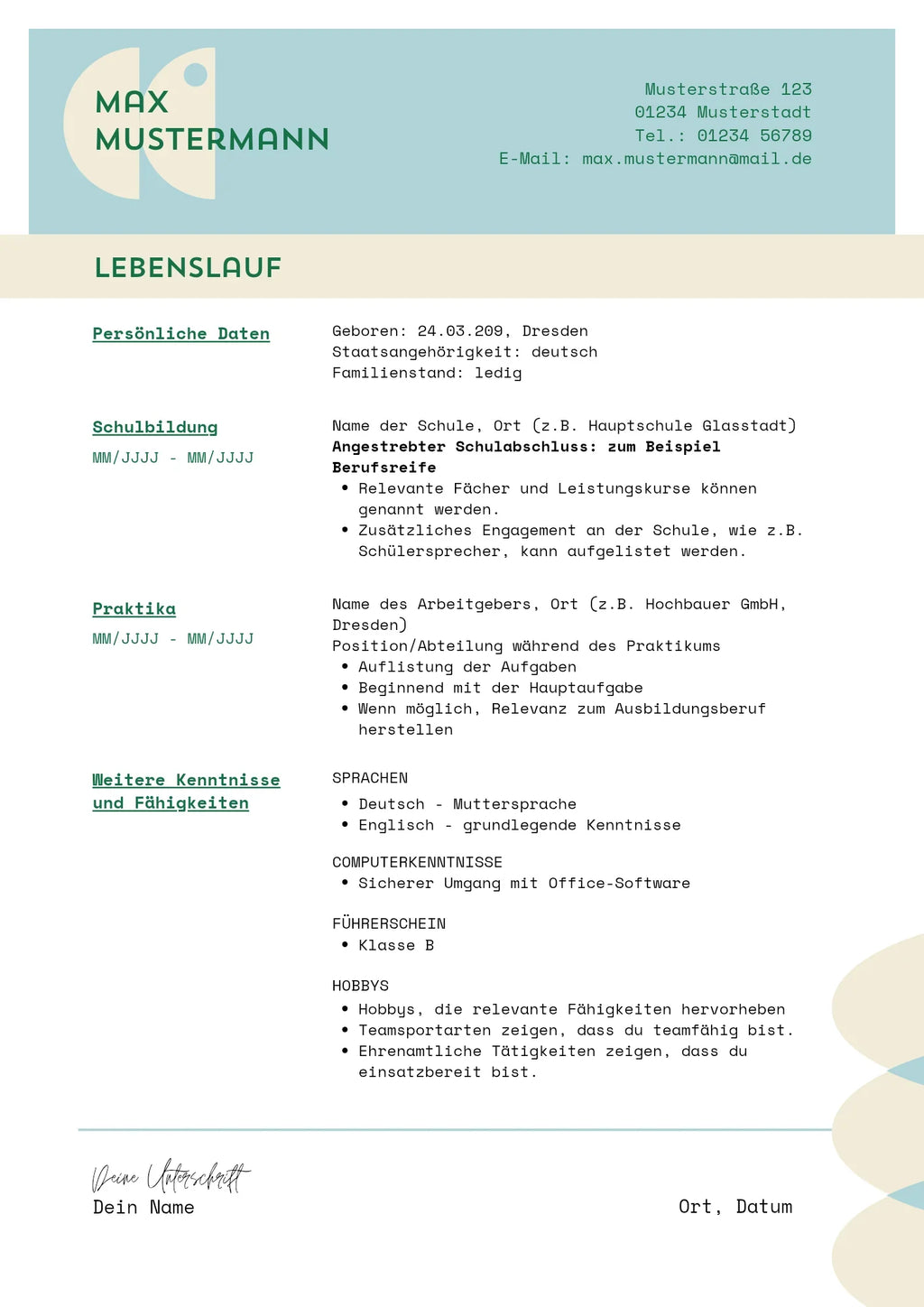 Bewerbungs-Set #1  für Auszubildende: Deckblatt, Anschreiben & Lebenslauf - Die Bewerbungsschmiede