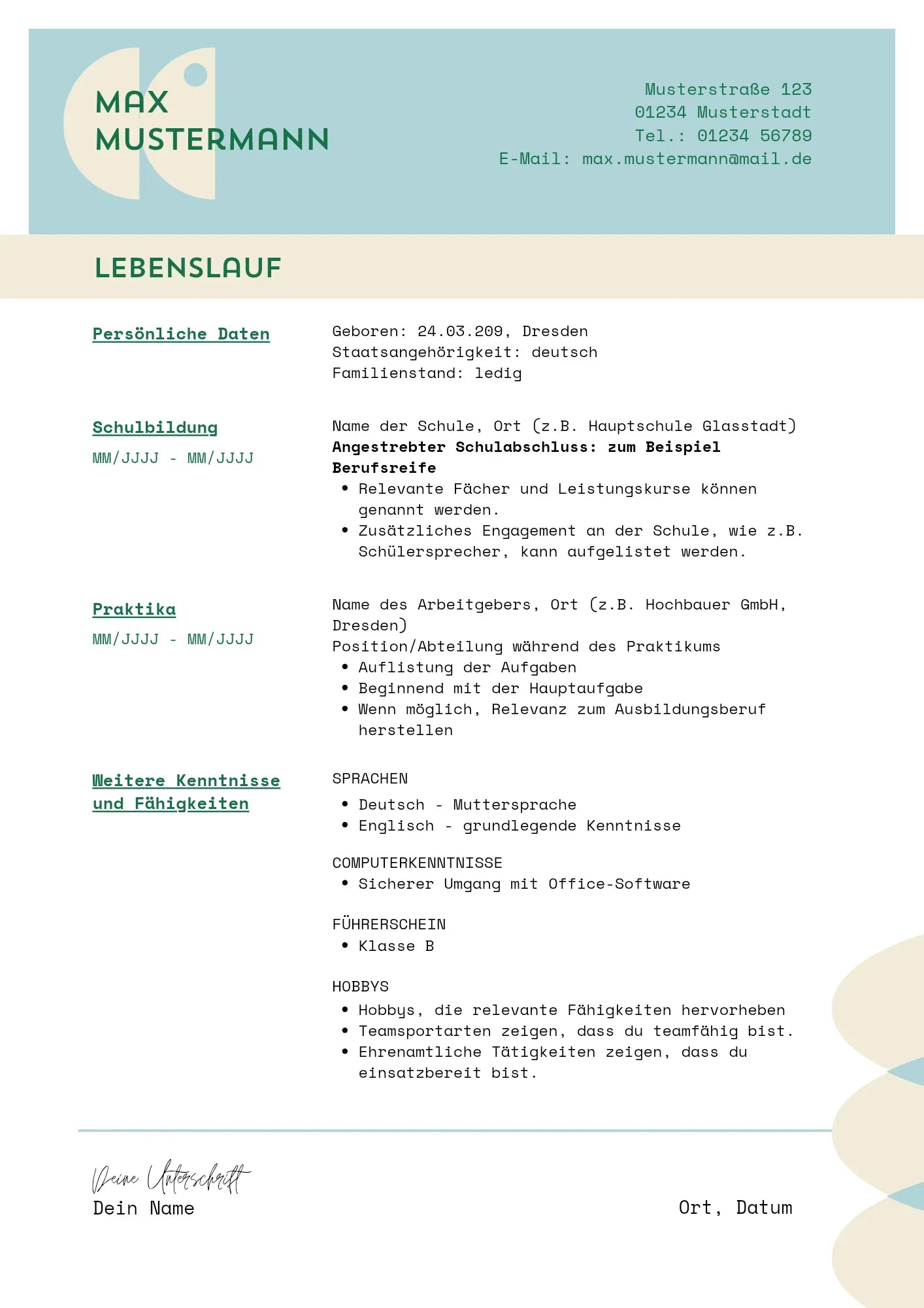 Bewerbungs-Set #1  für Auszubildende: Deckblatt, Anschreiben & Lebenslauf - Die Bewerbungsschmiede