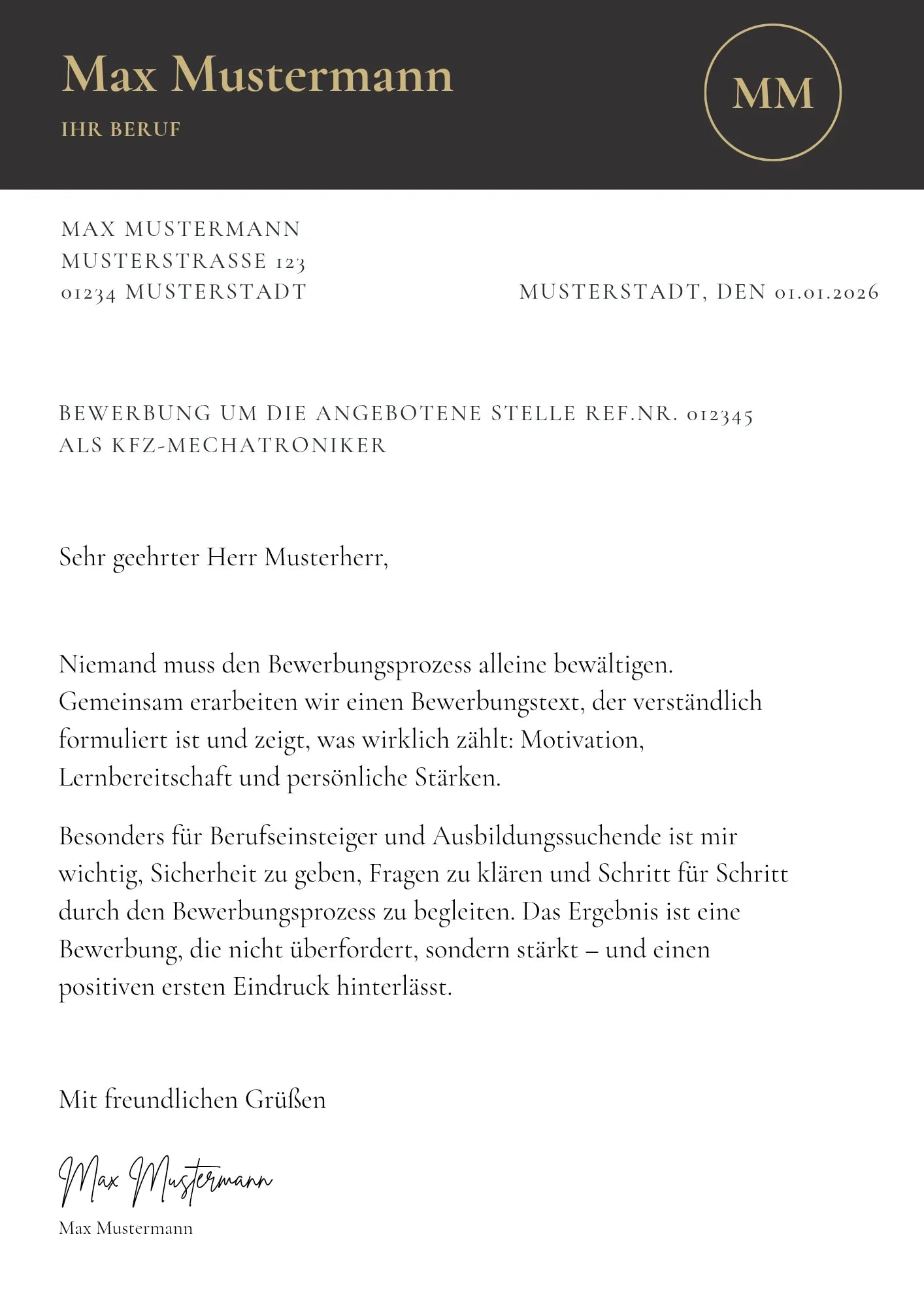 Bewerbungs-Set Design Edel mit Deckblatt, Anschreiben und Lebenslauf von "Die Bewerbungsschmiede" - Die Bewerbungsschmiede